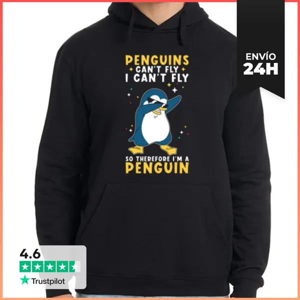 Sudadera Unisex Con Capucha Pingüino Gracioso Refrán Pingüinos