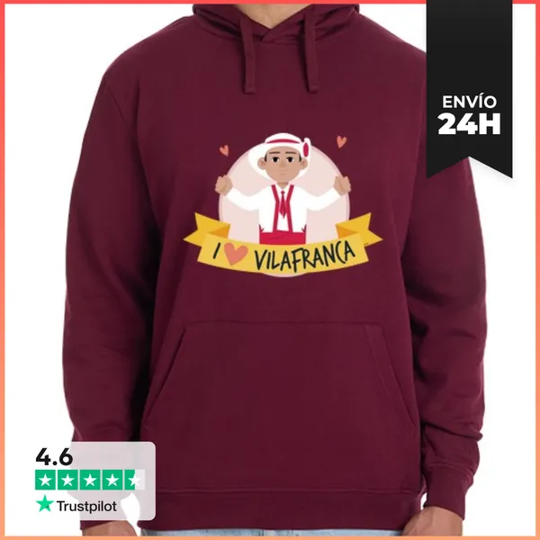 Sudadera Unisex Con Capucha Sudadera Capucha I LOVE Vilafranca
