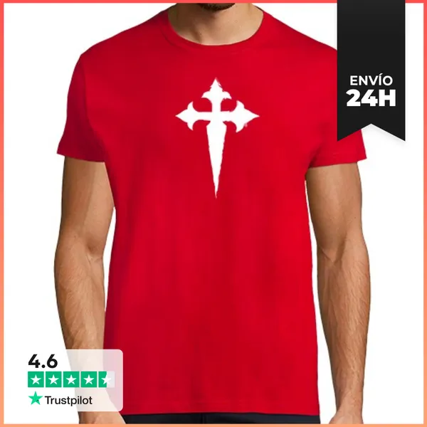 Camiseta Hombre Clásica CRUZ DE SANTIAGO (BLANCA) LaTostadora
