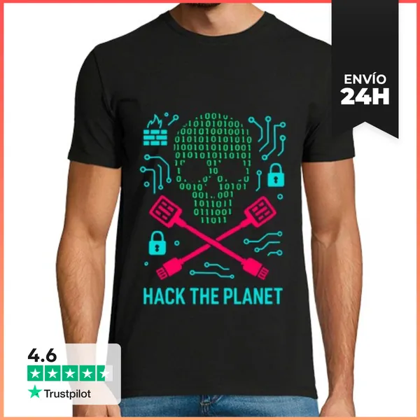 Camiseta Hombre Clásica Ciberseguridad Hackea El Planeta