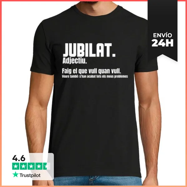 Camiseta Hombre Clásica Jubilat Retirat Català Jubilado