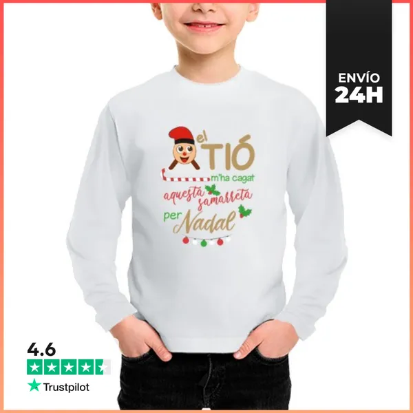 Camiseta Manga Larga Para Niños CAGA TIÓ Samarreta Màniga Llarga