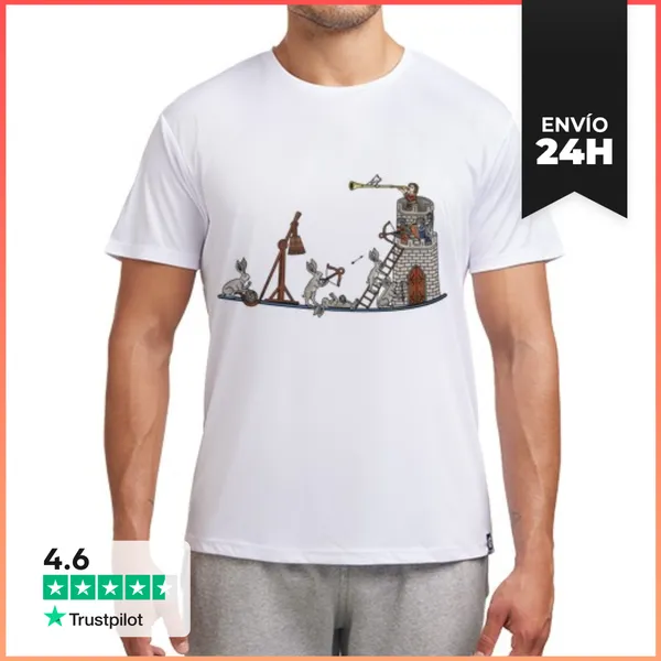 Camiseta Deportiva Hombre Asedio De Conejos Medievales