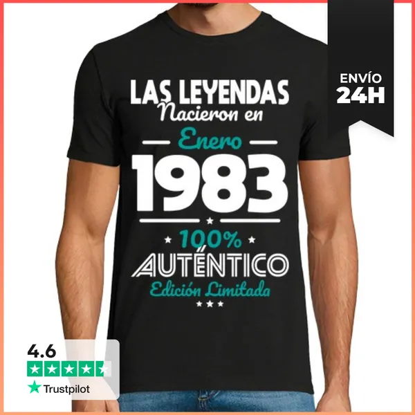 Camiseta Hombre Clásica 40 Años - Leyendas Enero 1983 LaTostadora