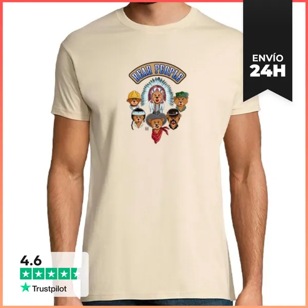 Camiseta Hombre Clásica Osos Village People Sobre Camiseta