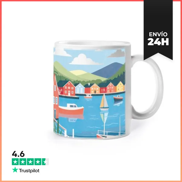 Taza Bergen En Noruega Viaje Barco Taza Café Té Té De Hierbas