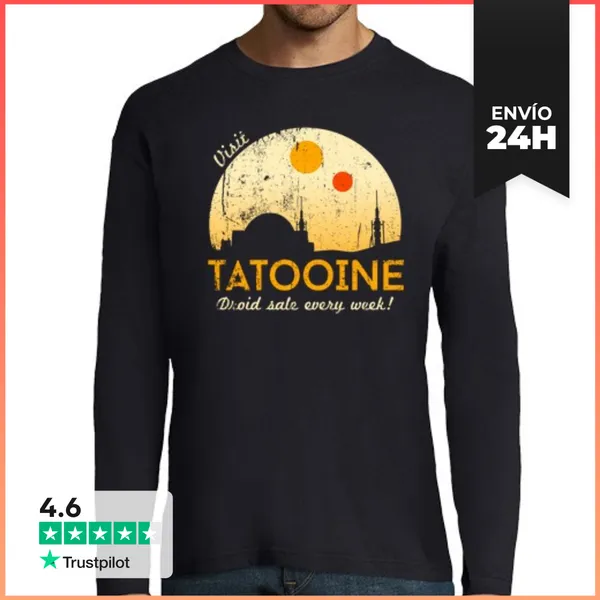 Camiseta Hombre Manga Larga Visit Tatooine LaTostadora