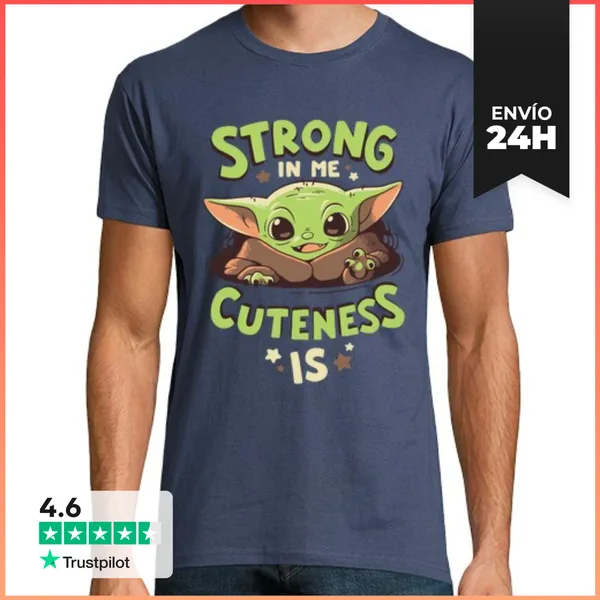 Camiseta Hombre Clásica Baby Yoda Mandalorian Fuerza Camiseta