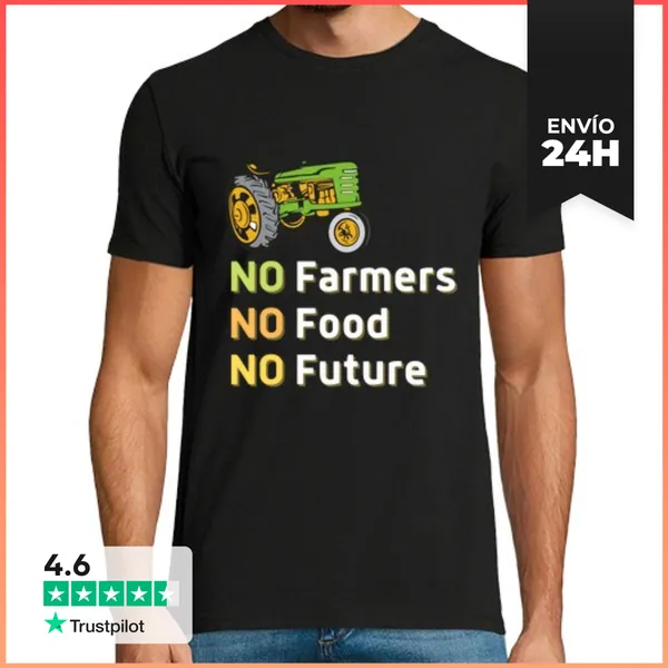 Camiseta Hombre Clásica Nofarmers Nofood Nofuture Con Tractor