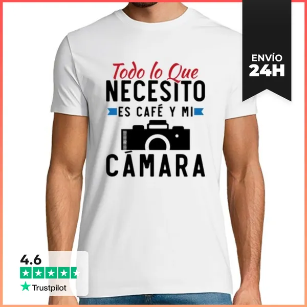 Camiseta Hombre Clásica Fotografia Cámara Fotografo Profesional