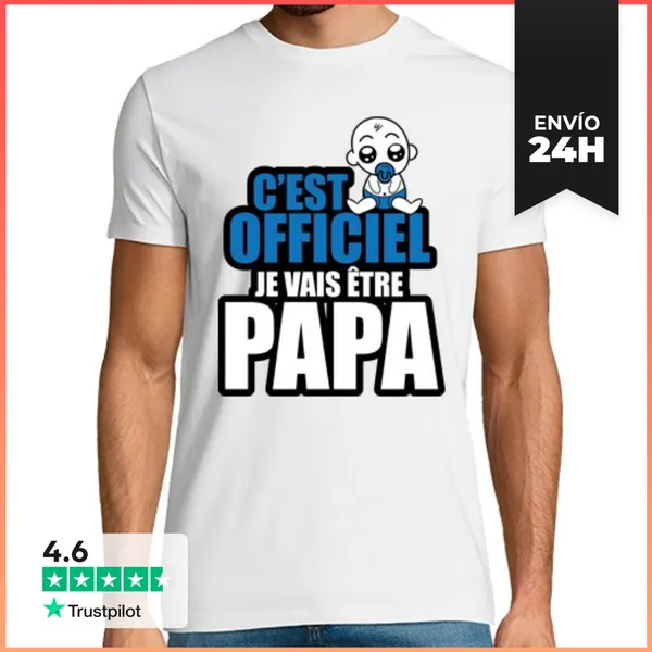 Camiseta Hombre Clásica Es Oficial Que Voy A Ser Papa LaTostadora
