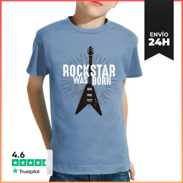 Camiseta Clásica Para Niños Rockstar Was Born - Kids Apparel