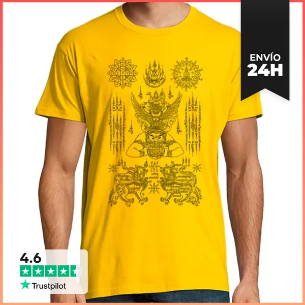 Camiseta Hombre Clásica Sak Yant Traditional Tattoo V04