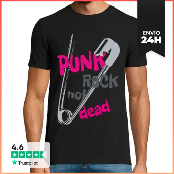 Camiseta Hombre Clásica PUNK ROCK NOT DEAD LaTostadora