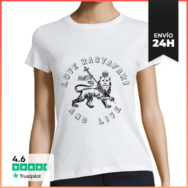 Camiseta Mujer Clásica Love Rastafari And Live LaTostadora