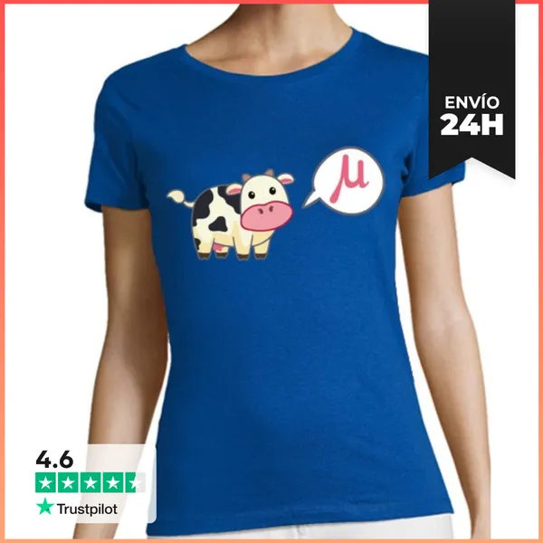 Camiseta Mujer Clásica CAMISETA MUJER VACA MU LETRA GRIEGA HUMOR