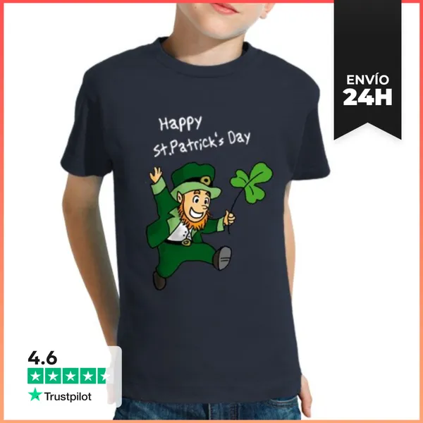 Camiseta Clásica Para Niños Leprechaun Feliz Trebol De Fiesta San