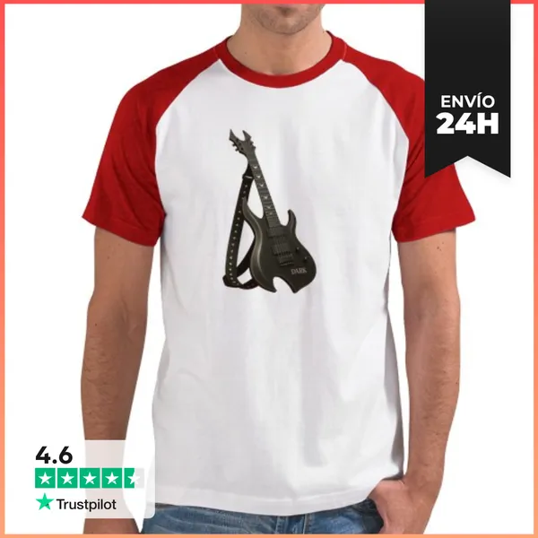 Camiseta Hombre, Estilo Béisbol GUITARRA DARK LaTostadora