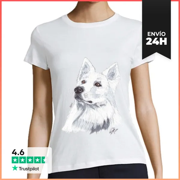Camiseta Mujer Clásica WHITE SWISS SHEPHERD DOG LaTostadora