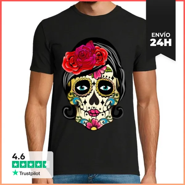 Camiseta Hombre Clásica Cooltee Skull Pinup. La Tostadora
