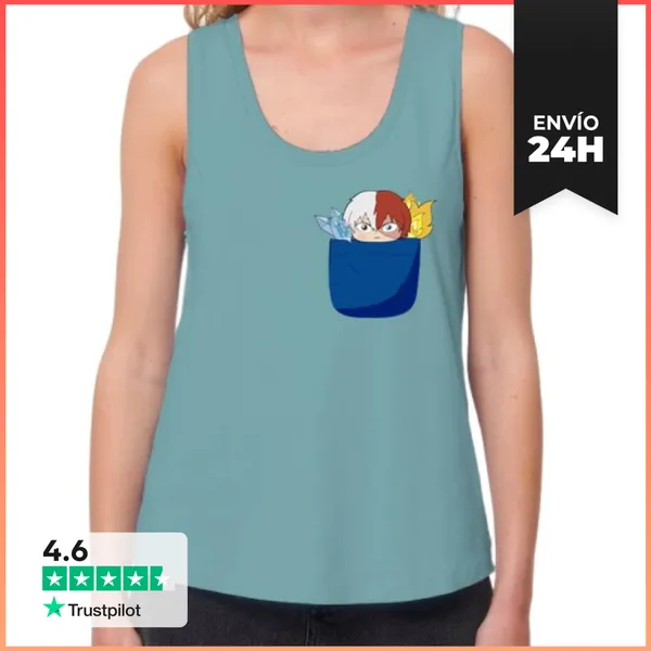 Camiseta Mujer Sin Mangas, Loose Fit My Half N Half Hero - Pocket