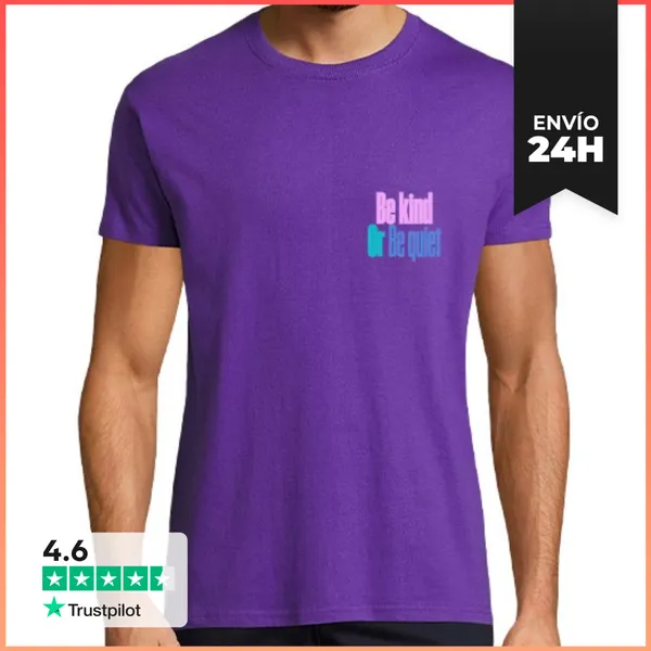 Camiseta Hombre Clásica Hombre, Manga Corta, Morado, Calidad