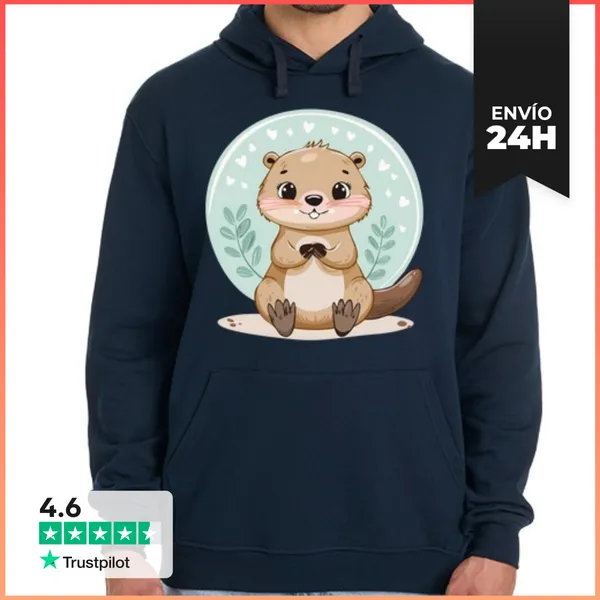 Sudadera Unisex Con Capucha Nutria Kawaii LaTostadora
