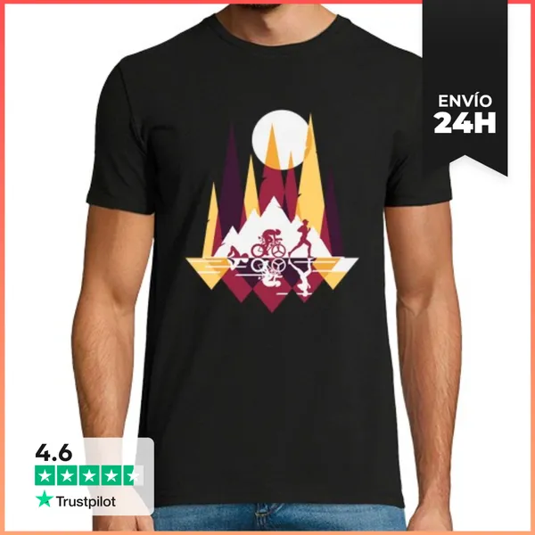 Camiseta Hombre Clásica Triatlón Naturaleza Maravillosa