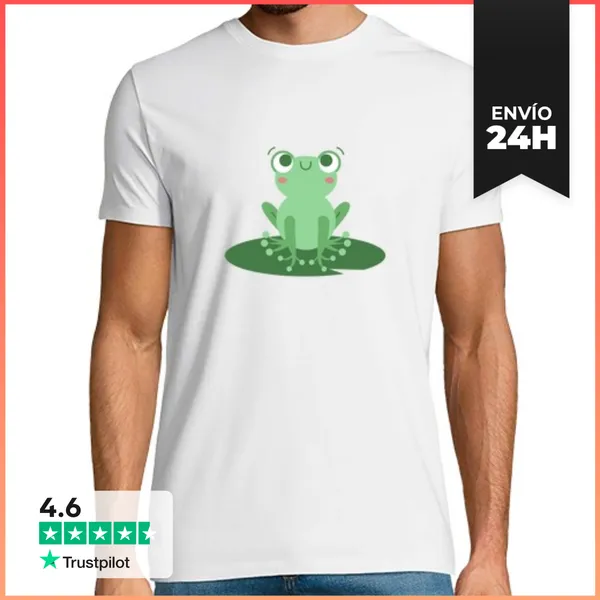 Camiseta Hombre Clásica Rana Sentada En Nenúfar Frente