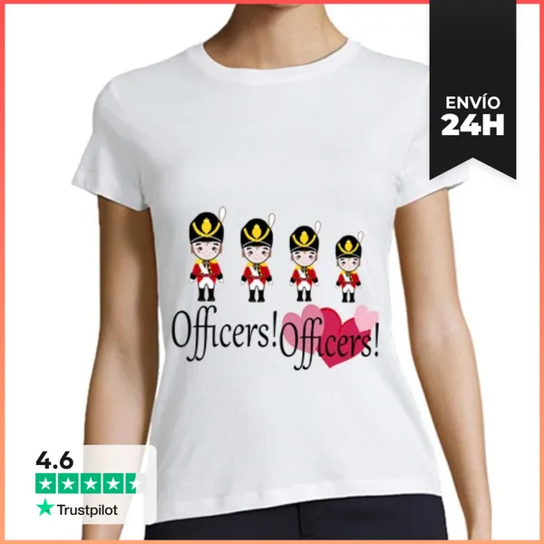 Camiseta Mujer Clásica Mujer, Estilo Béisbol, Blanca Y Azul