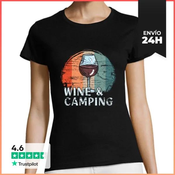 Camiseta Mujer Clásica Camping Drinking Wine LaTostadora