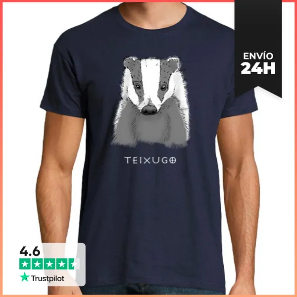 Camiseta Hombre Clásica Tejón. Teixugo. Fauna Animal. Paint