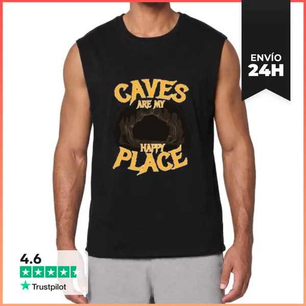 Camiseta Sin Mangas Las Cuevas Son Mi Lugar Feliz Espeleólo