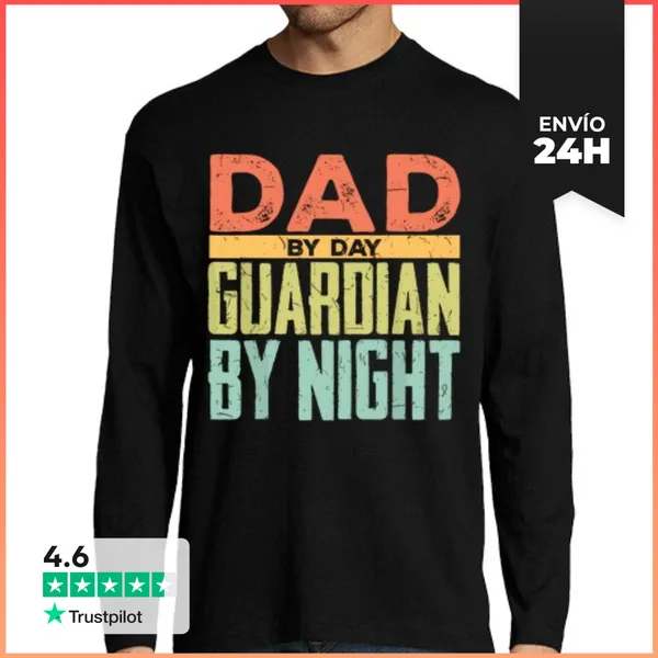 Camiseta Hombre Manga Larga Padre De Día Guardián De Noche