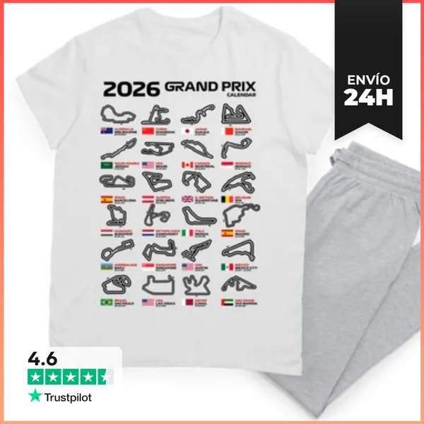 Pijama F1 2026 CALENDARIO CIRCUITOS GRAND PRIX COCHES RACING