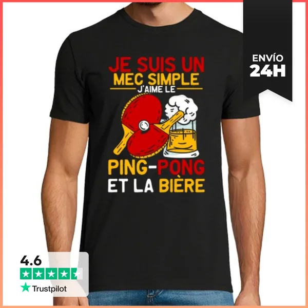 Camiseta Hombre Clásica Hombre De Ping Pong Humor Jugador De Te
