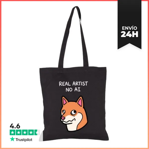 Bolsa De Tela Perro Shiba Inu Divertido - No IA Artista Real -