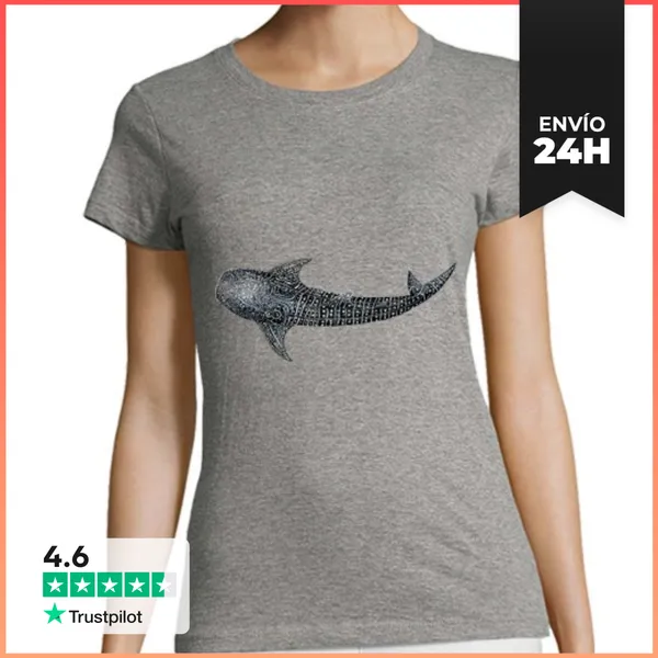 Camiseta Mujer Clásica Tiburón Ballena Para Buceadores Camiseta