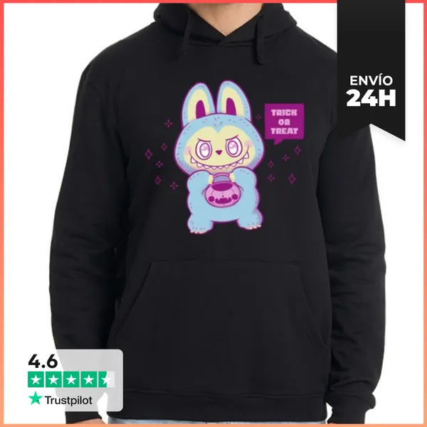 Sudadera Unisex Con Capucha Halloween Labubu Truco O Trato