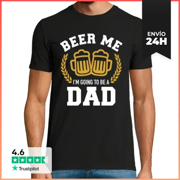 Camiseta Hombre Clásica Cerveza Me Voy Papá Bebé Anuncio