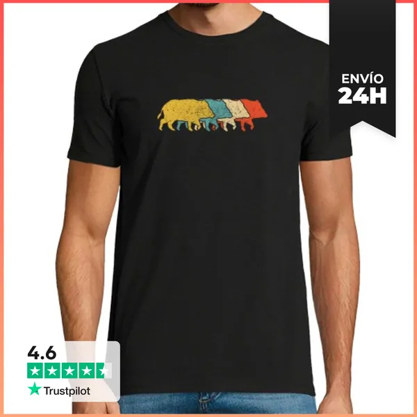 Camiseta Hombre Clásica Vintage Retro Pop Art Boar Animal