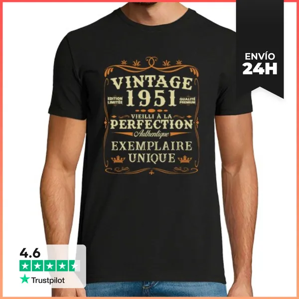 Camiseta Hombre Clásica Regalo De Cumpleaños Vintage De 1951