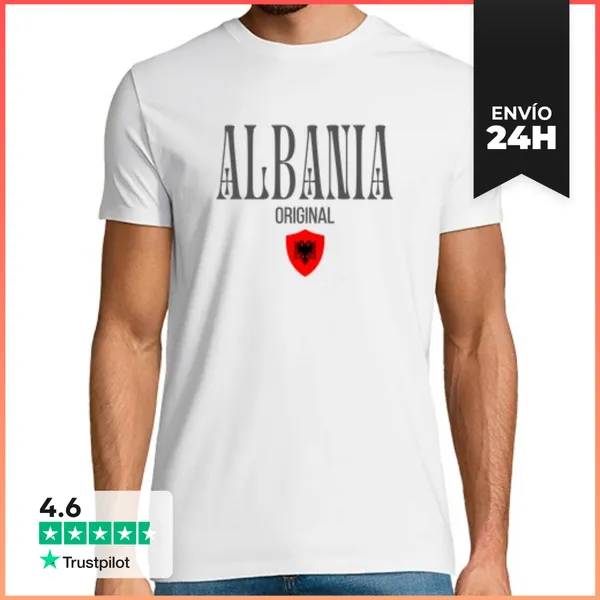 Camiseta Hombre Clásica Bandera Albania, Amo Albania LaTostadora