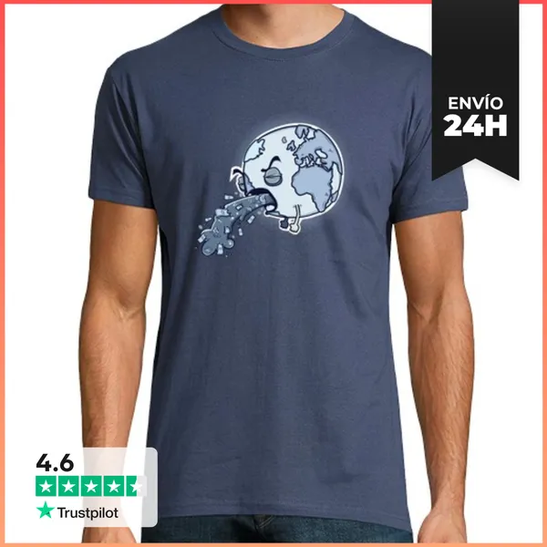 Camiseta Hombre Clásica Hombre, Manga Corta, Denim, Calidad Extra