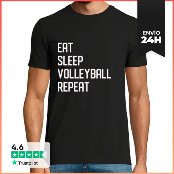 Camiseta Hombre Clásica Eat Sleep Volleyball Repeat LaTostadora