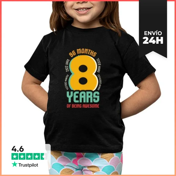 Camiseta Clásica Para Niños 8 ° Cumpleaños 8 Años 96 Meses