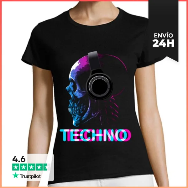 Camiseta Mujer Clásica Techno Calavera LaTostadora