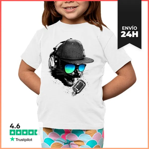 Camiseta Clásica Para Niños Gato Rakista LaTostadora