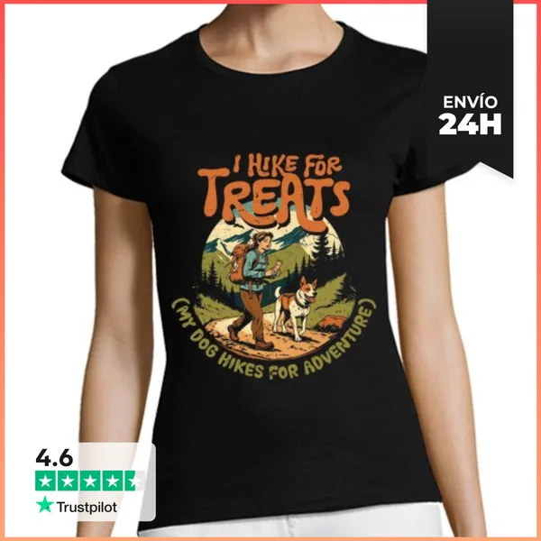 Camiseta Mujer Clásica Perro De Sendero Caminante Camino Para