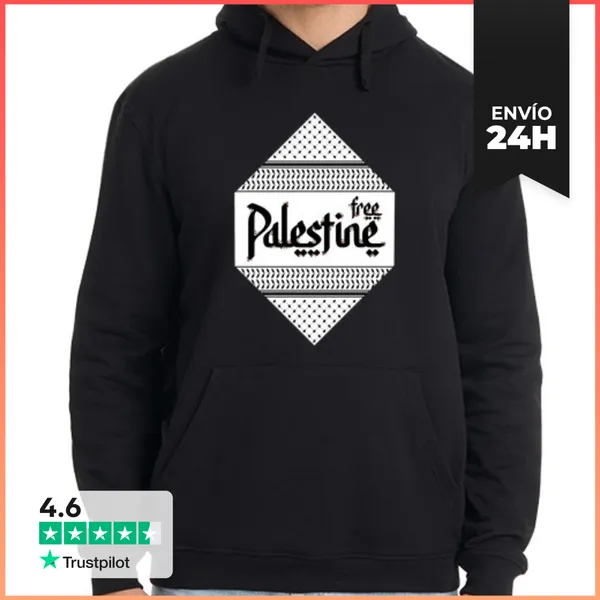 Sudadera Unisex Con Capucha Free Palestine Kufiya LaTostadora